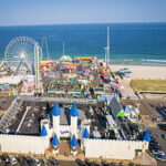 Aerial view of the boardwalk near Seaside Park real estate homes for rent